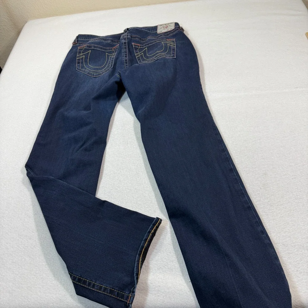 True Religion Jeans Men's 36 Blue Straight Mid Rise Denim Billie Contrast Stitch